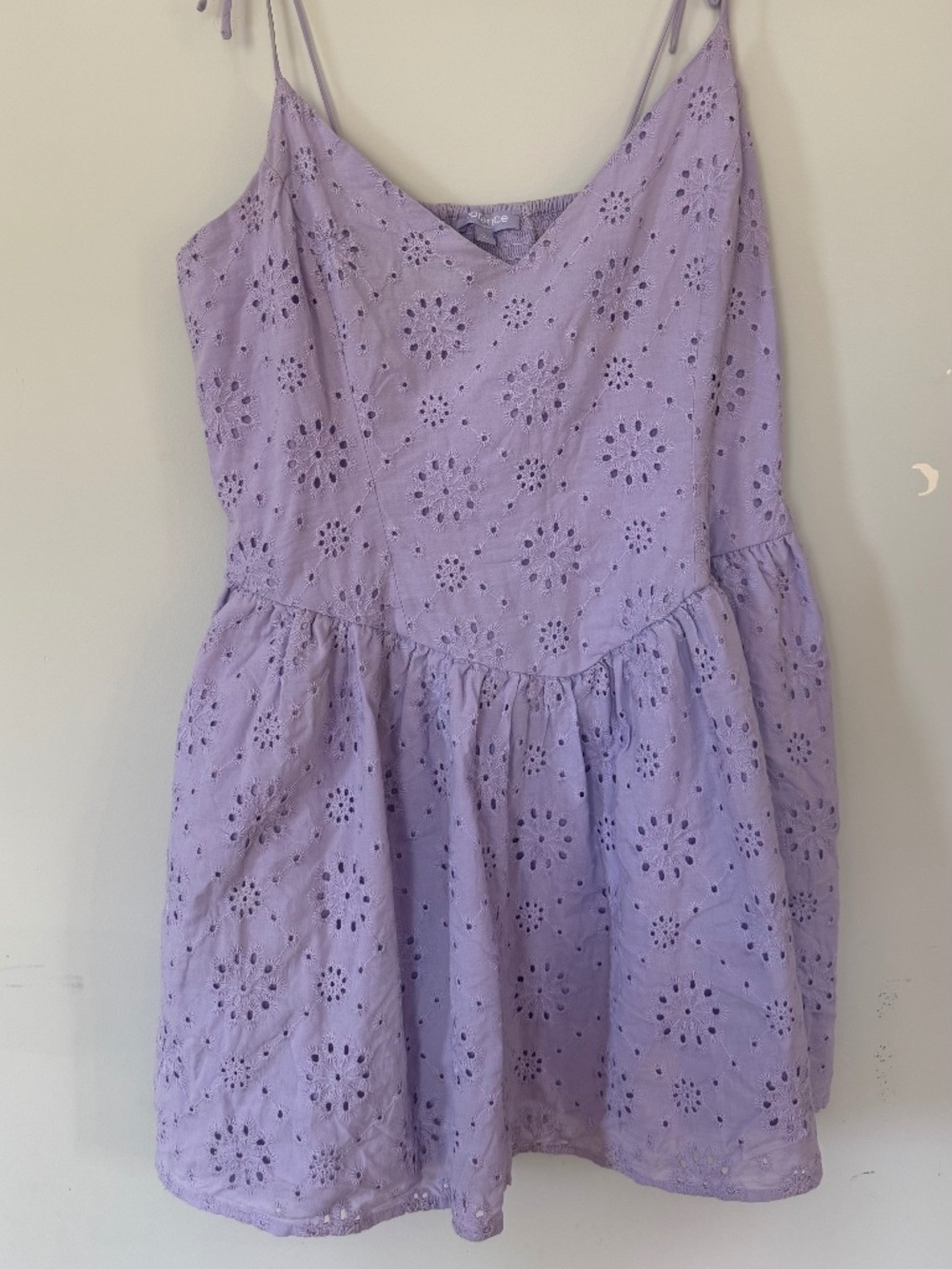 Lilac eyelet mini dress